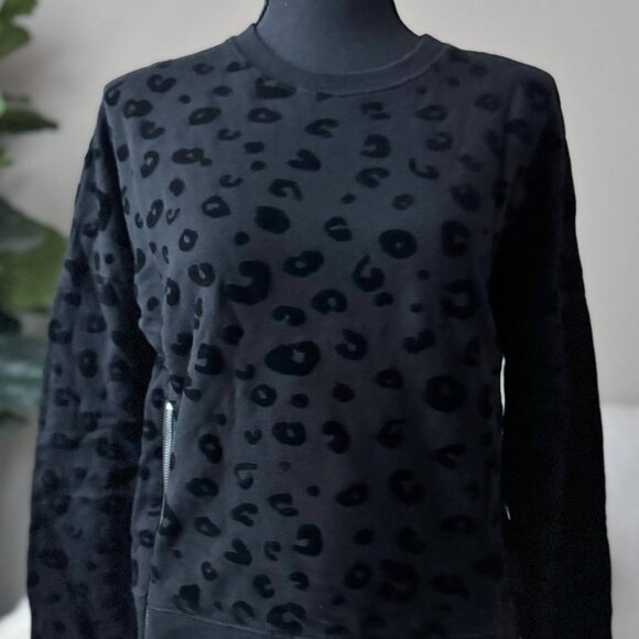 Rails Marlo Black Leopard Long Sleeve Crewneck Zip Pullover Sweatshirt Size XS - Picture 3 of 7